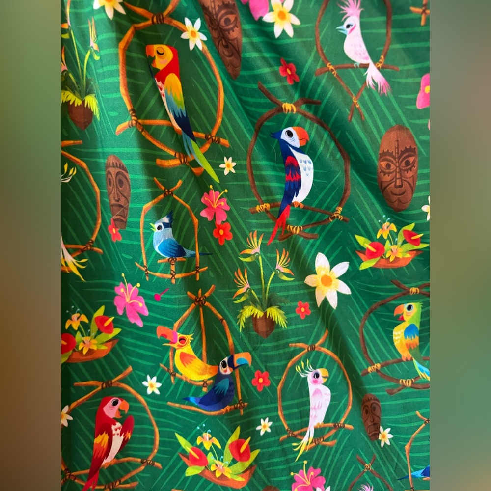 Disney Green Tropical Parrot Midi Dress - Picture 6 of 10